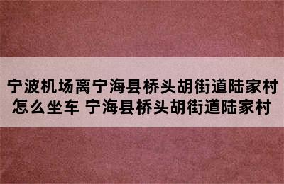 宁波机场离宁海县桥头胡街道陆家村怎么坐车 宁海县桥头胡街道陆家村